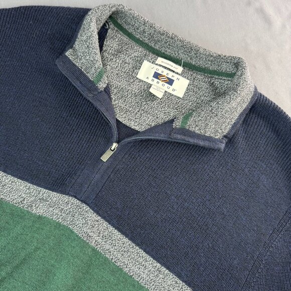 Joseph Abboud Sweater XL Blue/Green Merino Wool 1/4 Zip Knit Casual Preppy Work - Picture 1 of 7